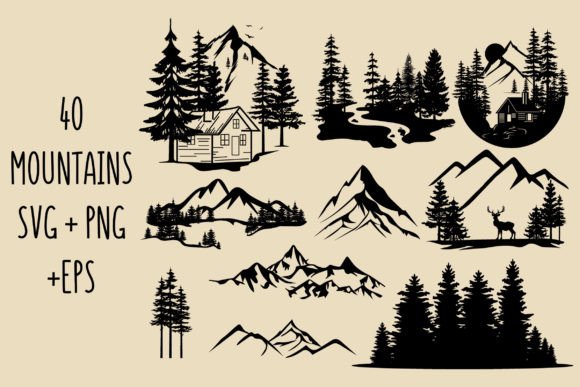 Download Mountains SVG Bundle Forest Tree Outdoor - Mountains svg Collection